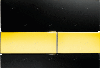 TECEsquare, панель смыва с двумя клавишами стеклянная. Черное стекло, клавиши - позолота - Профессиональное сантехническое и инженерное оборудования для систем отопления, водоснабжения, холодоснабжения, газоснабжения. Умные технологии, Екатеринбург