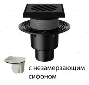 T 310.0 PNsG Трап вертикальный регулируемый серии 310 с чугунной решеткой с чугунным подрамником, с запахозапирающим устройством, без фланца - Профессиональное сантехническое и инженерное оборудования для систем отопления, водоснабжения, холодоснабжения, газоснабжения. Умные технологии, Екатеринбург