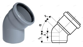 Отвод HTB Ду75 х 45гр. Ostendorf - Профессиональное сантехническое и инженерное оборудования для систем отопления, водоснабжения, холодоснабжения, газоснабжения. Умные технологии, Екатеринбург