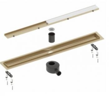 Душевой лоток TIMO Drain System 800 с двусторонней панелью "plate" под плитку, Золото матовое - Профессиональное сантехническое и инженерное оборудования для систем отопления, водоснабжения, холодоснабжения, газоснабжения. Умные технологии, Екатеринбург
